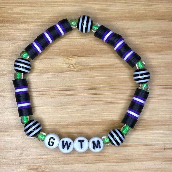 Hand Crafted Jewelry - Beetlejuice inspired stretchy beaded friendship bracelet